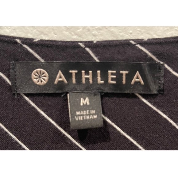 ATHLETA Santorini Round Striped Sleeveless Black White Mini Dress - Picture 3 of 4